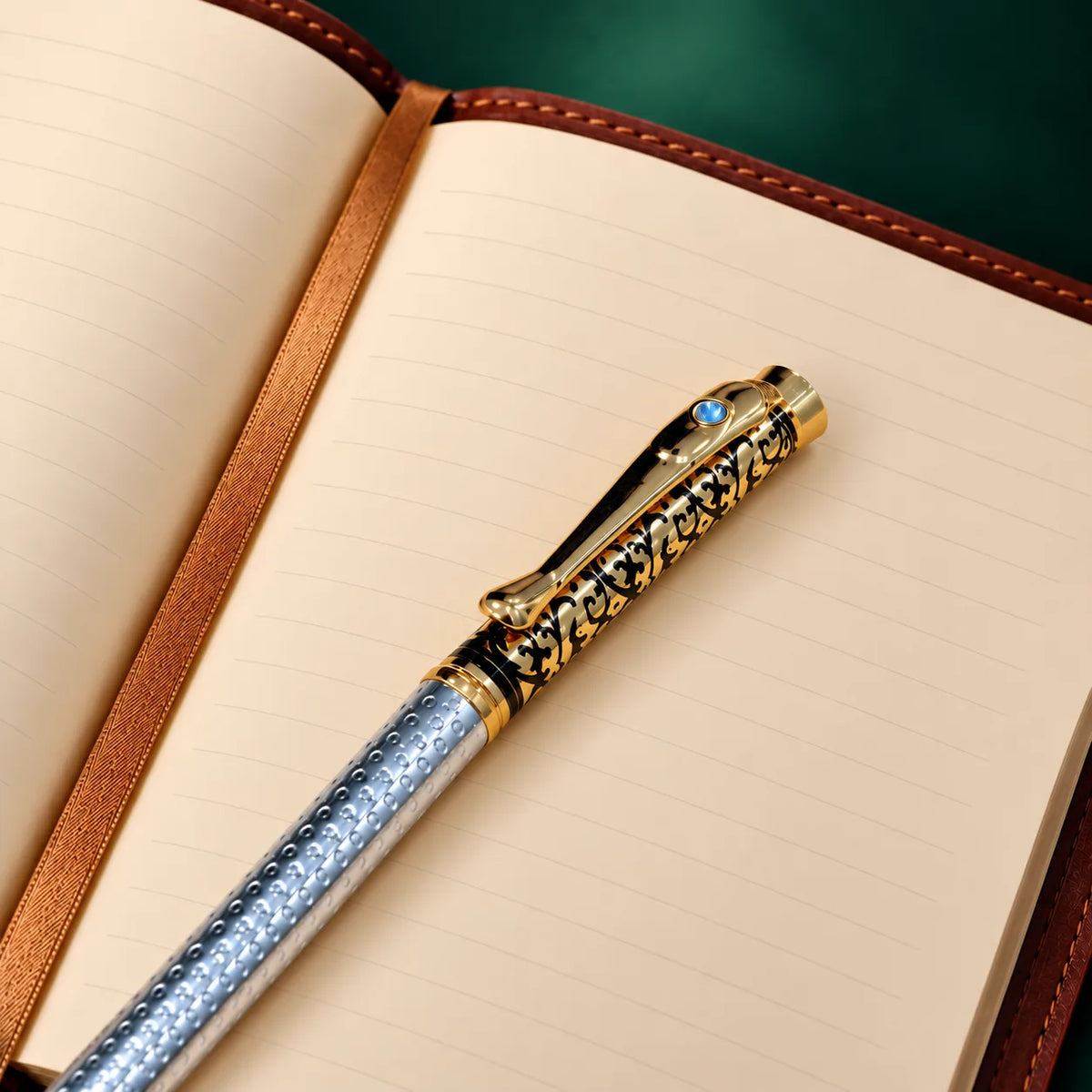 Blue Crystal Gold Designer Ballpoint Pen