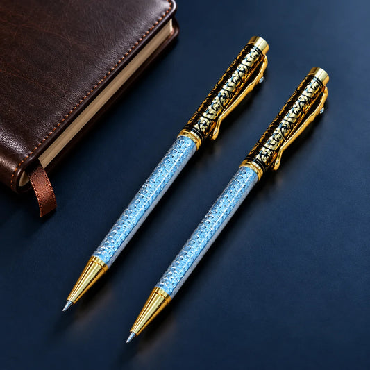 Blue Crystal Gold Designer Ballpoint Pen (2 pcs Combo)