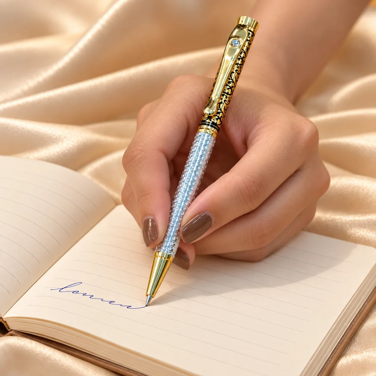 Blue Crystal Gold Designer Ballpoint Pen