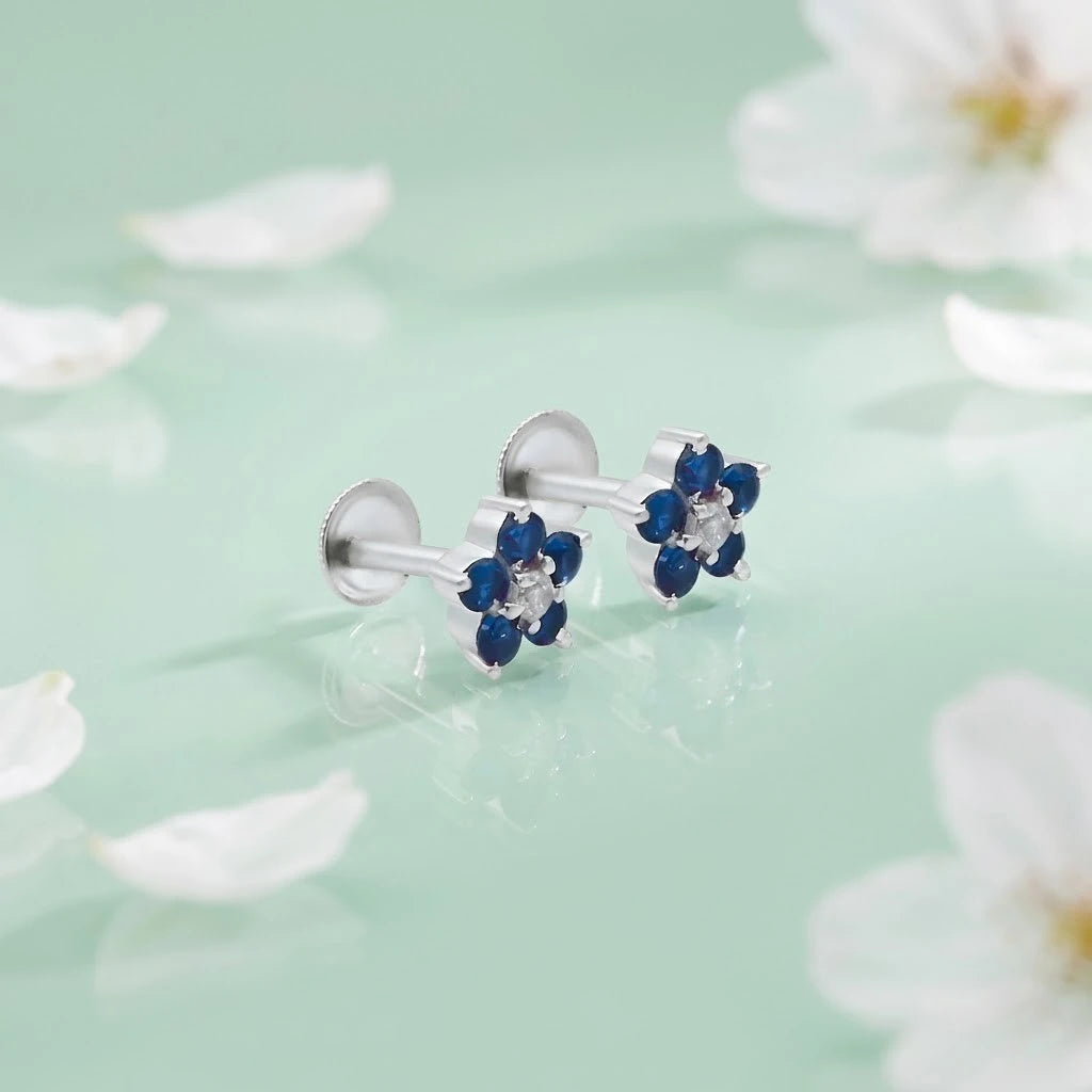 Blue Gemstone Sterling Silver Earrings