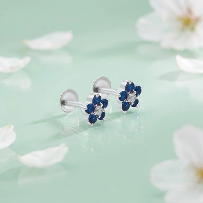 Blue Gemstone Sterling Silver Earrings