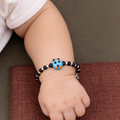 Blue Playful Silver & Black Beaded baby Bracelet