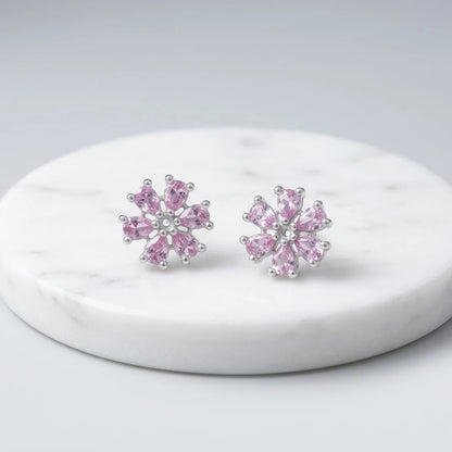 Blush in Silver Light Pink Stone Earrings