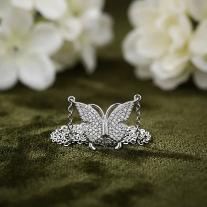 Butterfly Design Sterling Silver Thin Chain Pendant