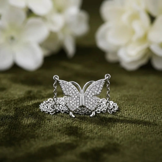 Butterfly Design Sterling Silver Thin Chain Pendant