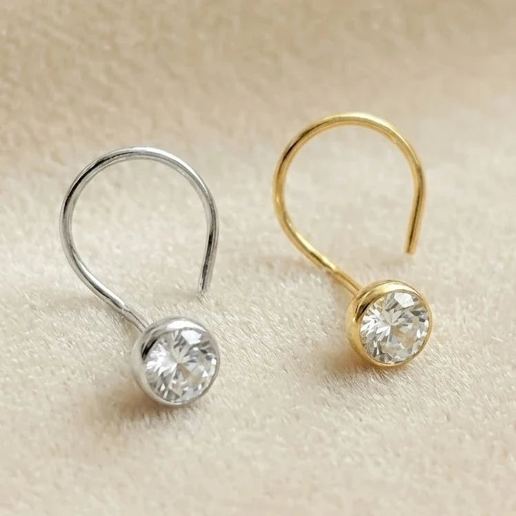 (Buy 1 get 1) Gold Polish Nose Pin with Round Multicolour Stone