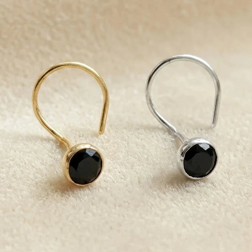 (Buy 1 get 1) Gold Polish Nose Pin with Round Multicolour Stone