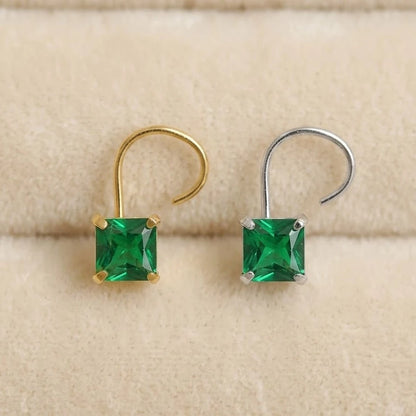 (Buy 1 get 1) Gold Polish Nose Pin with Square Multicolour Stones