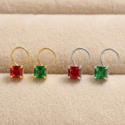 (Buy 1 get 1) Gold Polish Nose Pin with Square Multicolour Stones