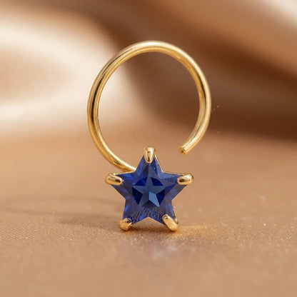 (Buy 1 get 1) Gold Polish Nose Pin with Star Multicolour Stones