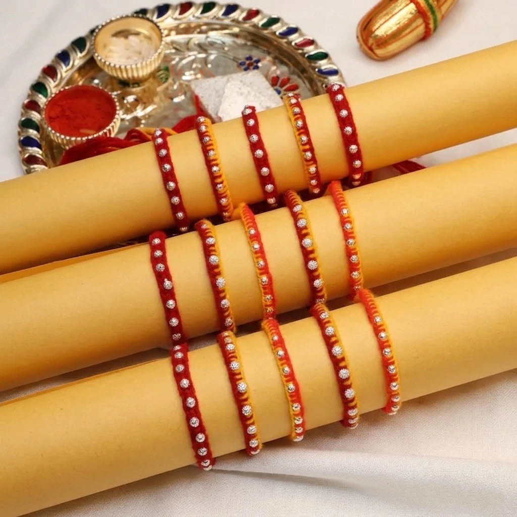 Charming Mixed Buds Silver Rakhi