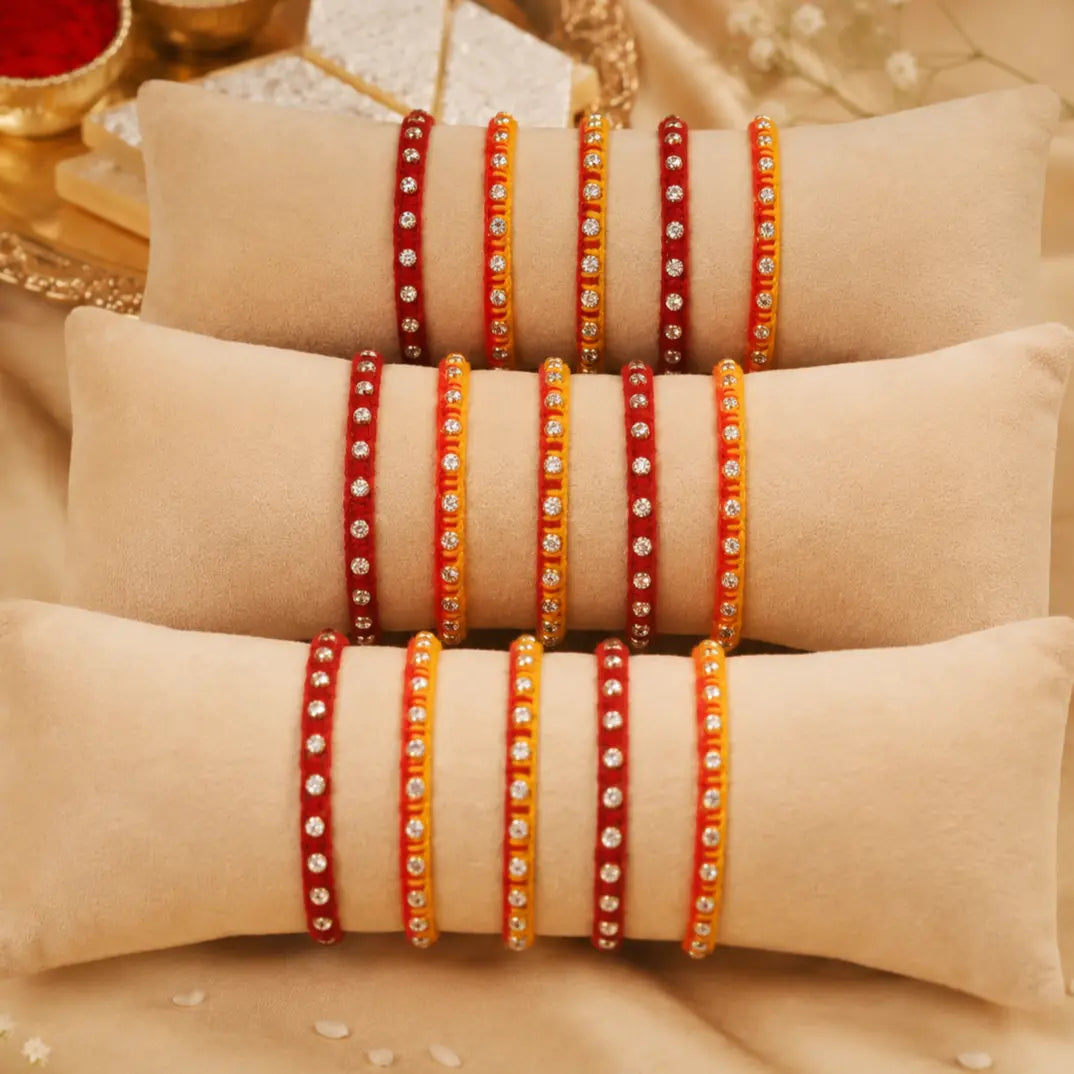 Charming Mixed Buds Silver Rakhi
