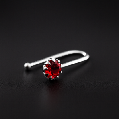 Silver Nose Pin with Stone Unique Style