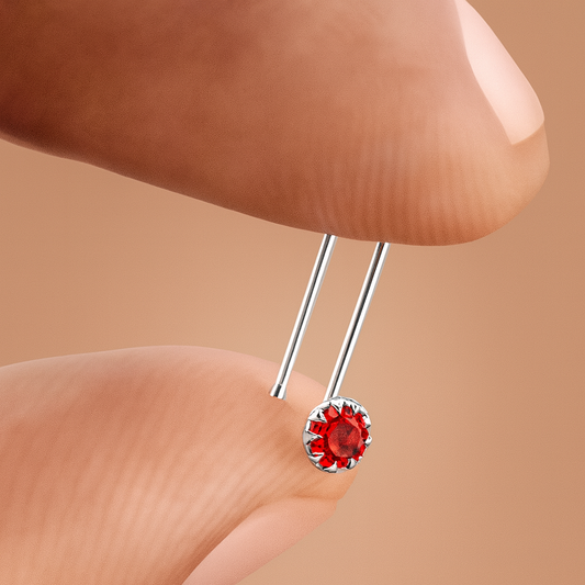 Silver Nose Pin with Stone Unique Style