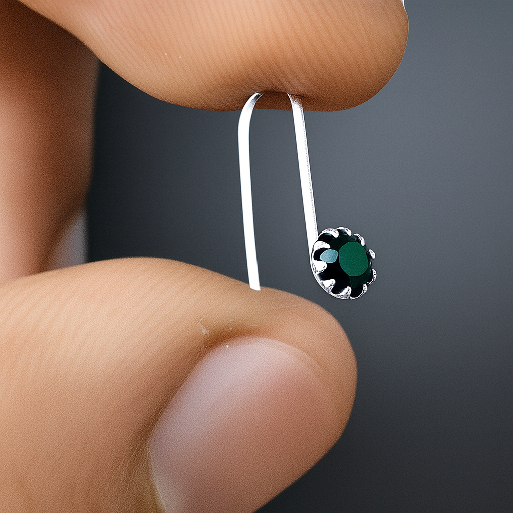 Silver Nose Pin with Stone Unique Style