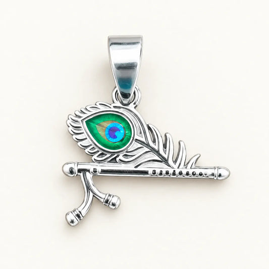 Silver Krishna Flute Pendant