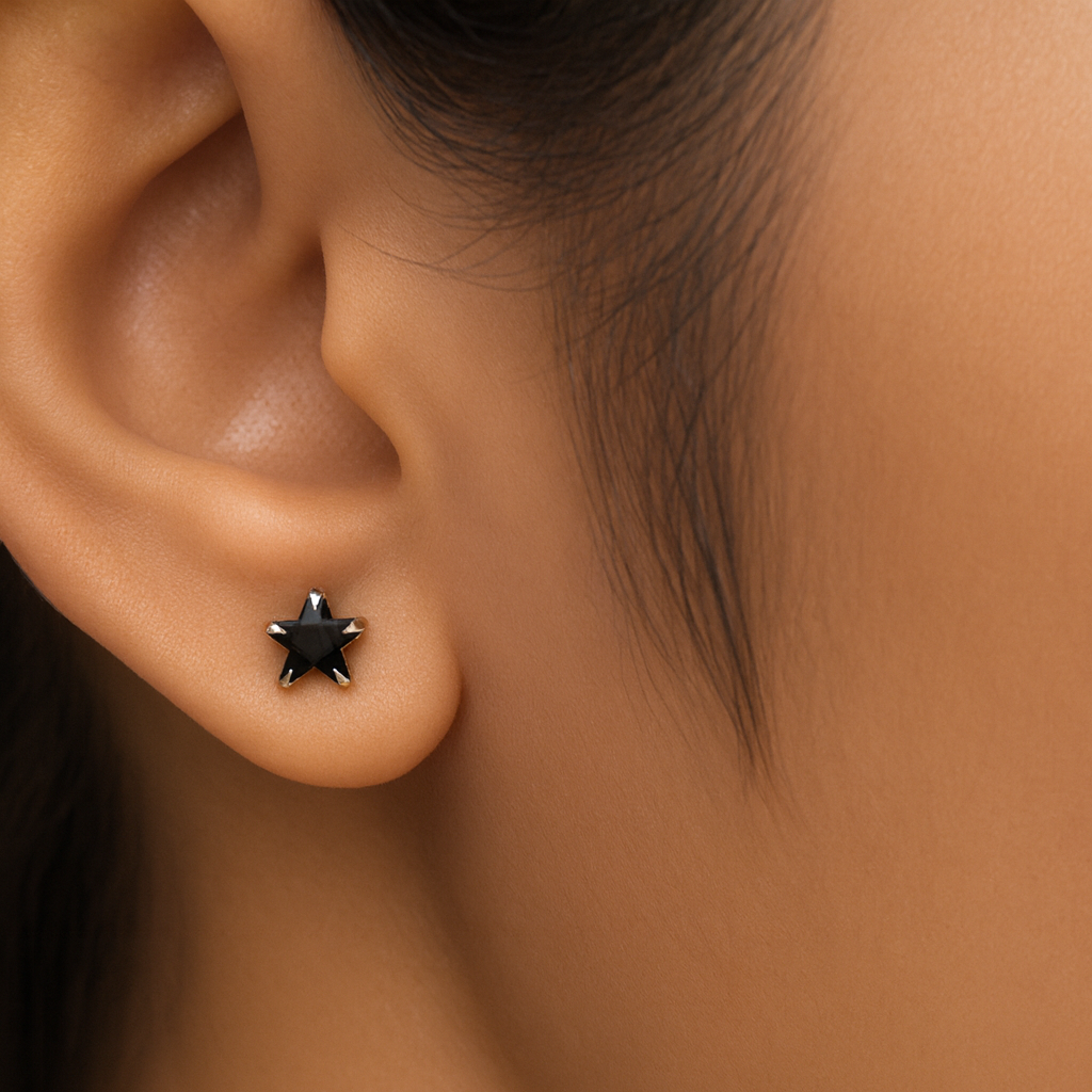 (2 Pcs Combo) Color Your Spark Star Stones Unisex Silver Earrings in Vibrant lung