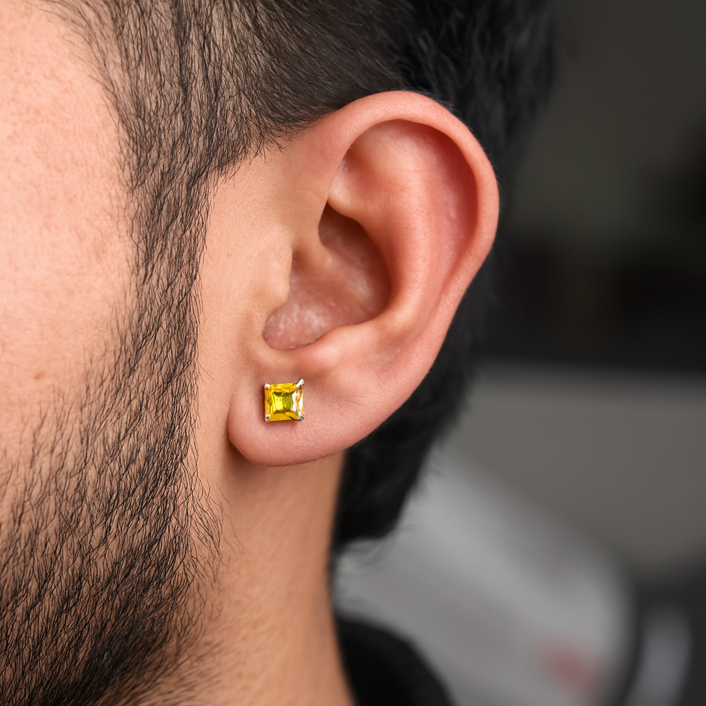 (2 Pcs Combo) Color Your Spark Stones Unisex Silver Earrings in Vibrant lung