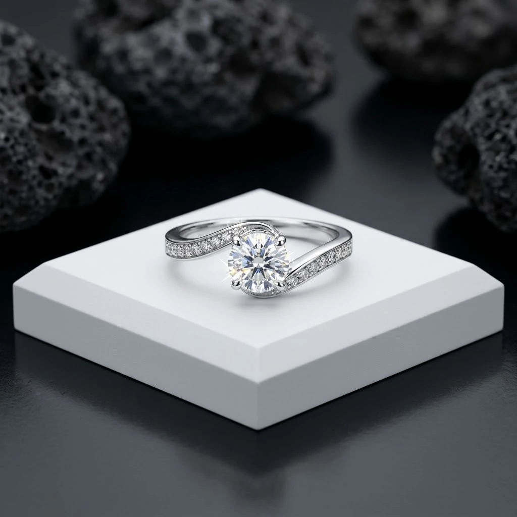 Claire Moissanite Ring in Sterling Silver