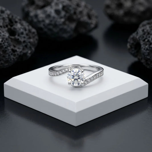 Claire Moissanite Ring in Sterling Silver