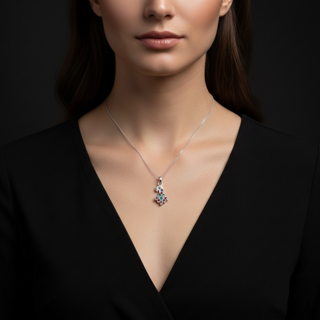 Classic Indian Peacock Silver Pendant