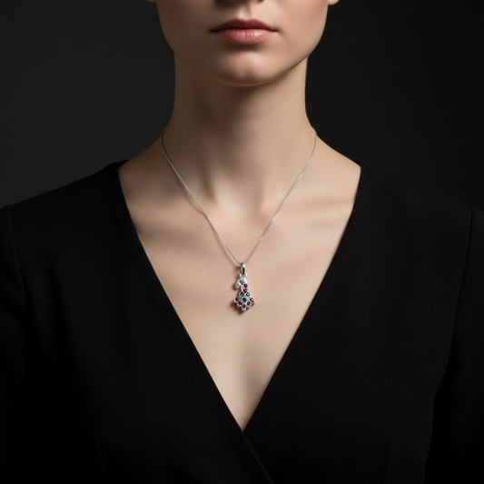 Classic Indian Peacock Silver Pendant