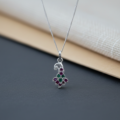 Classic Indian Peacock Silver Pendant