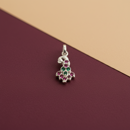 Classic Indian Peacock Silver Pendant