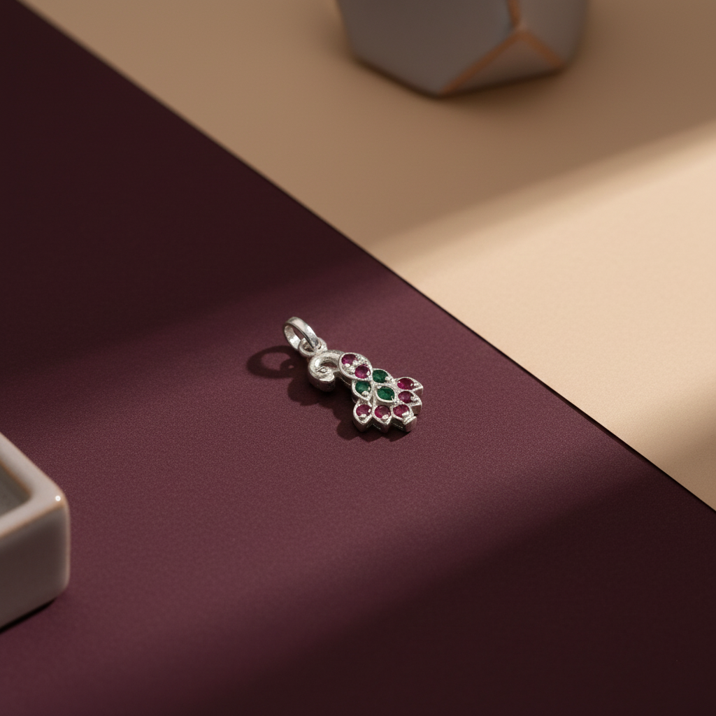 Classic Indian Peacock Silver Pendant