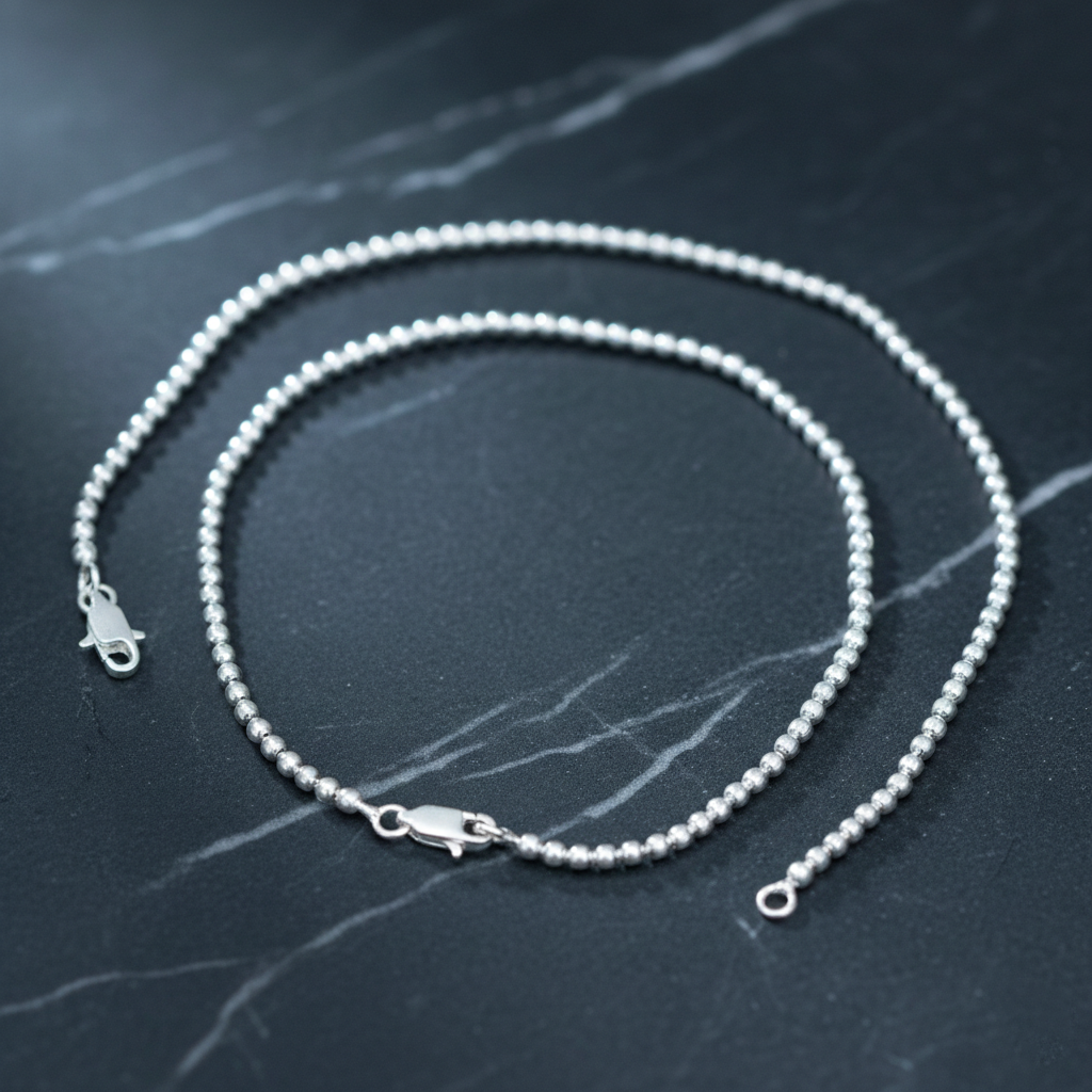 Classic Indian Silver Anklet with Ball Beads