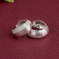 Classic Ribbed Sterling Silver Huggie Earrings