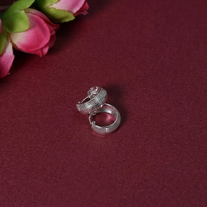 Classic Ribbed Sterling Silver Huggie Earrings