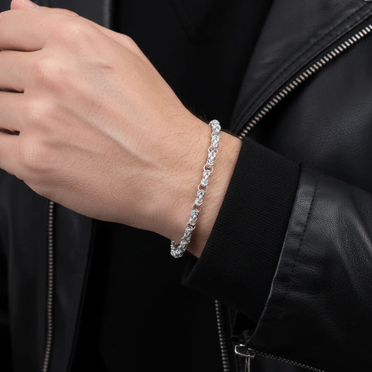 Classic Rope Style Silver Bracelet For Boys
