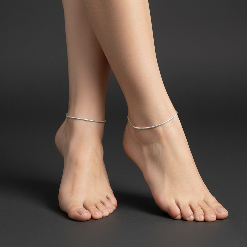 Classic Snake Chain Silver Anklet with S-Hook Lock