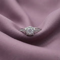 Round Solitaire Halo Ring in Sterling Silver for Women