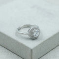 Elegant Solitaire Halo Ring in Silver Finish for Women