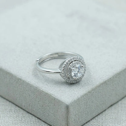 Classic Solitaire Halo Fashion Ring