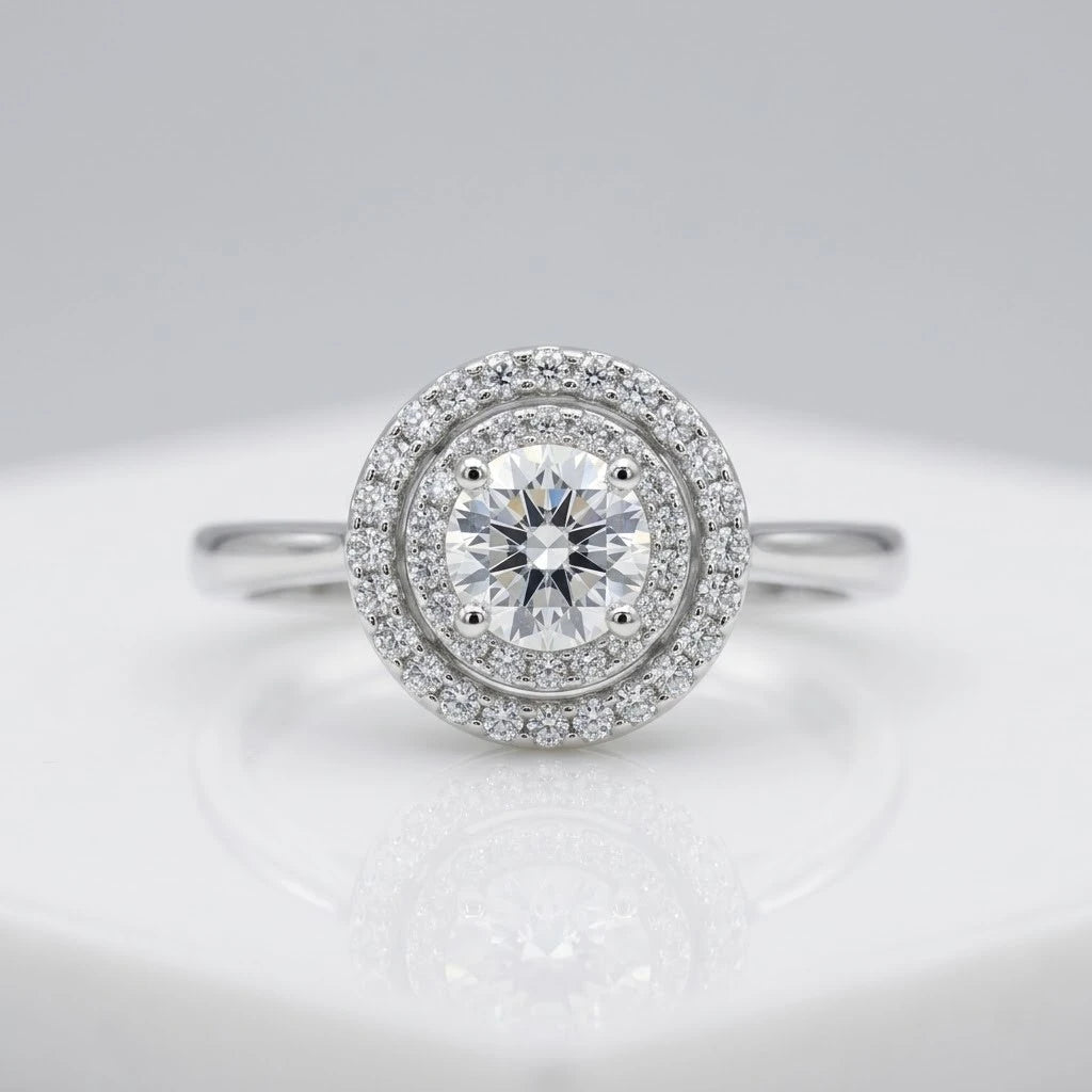 Classic Solitaire Halo Fashion Ring