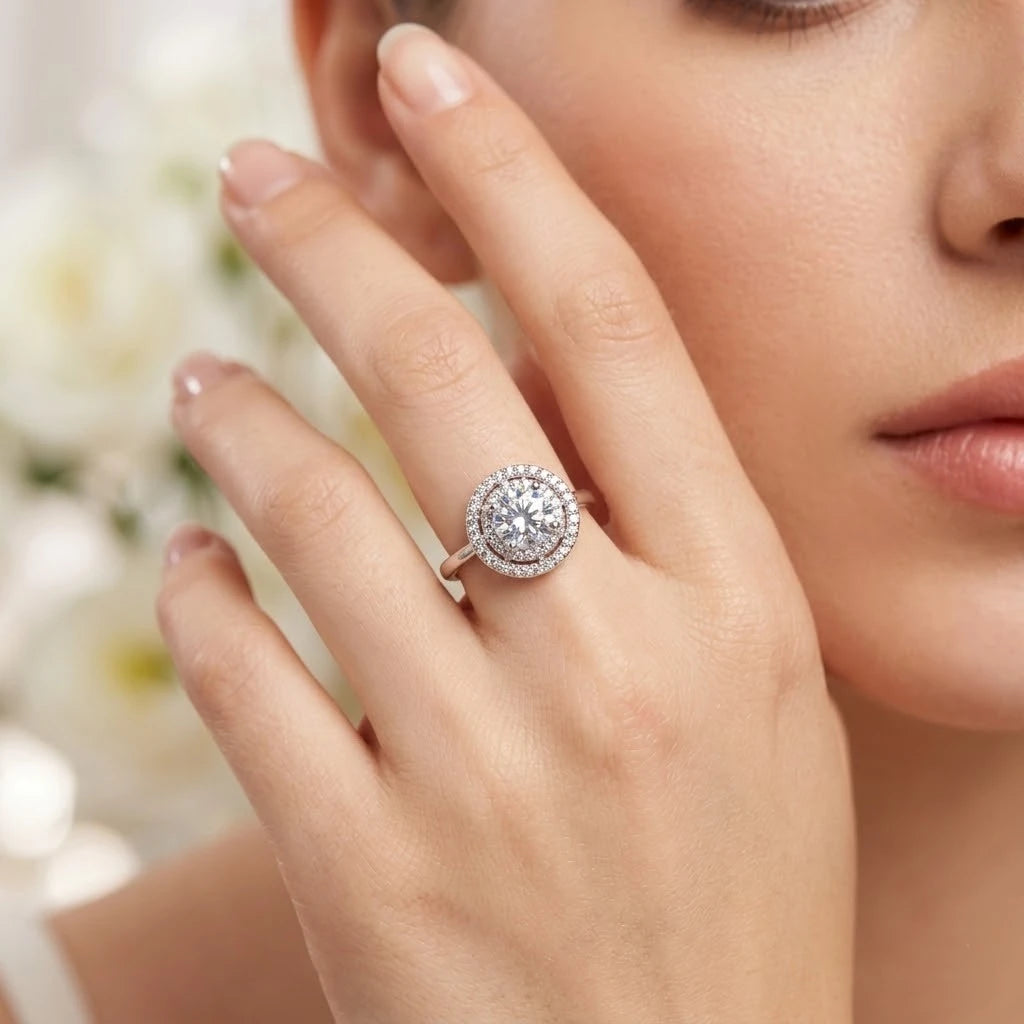 Classic Solitaire Halo Fashion Ring