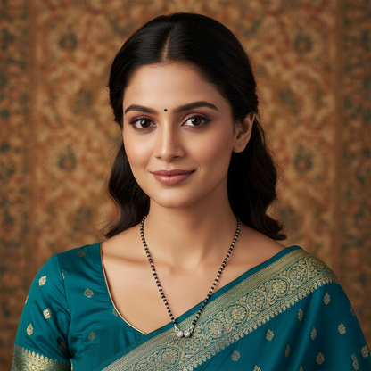 Classic Dual-CZ Black Bead Silver Mangalsutra