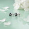 Classic Flower Design Black Stone Silver Earrings