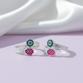 Classic Indian Enamel Work Silver Toe Ring(Bichiya)