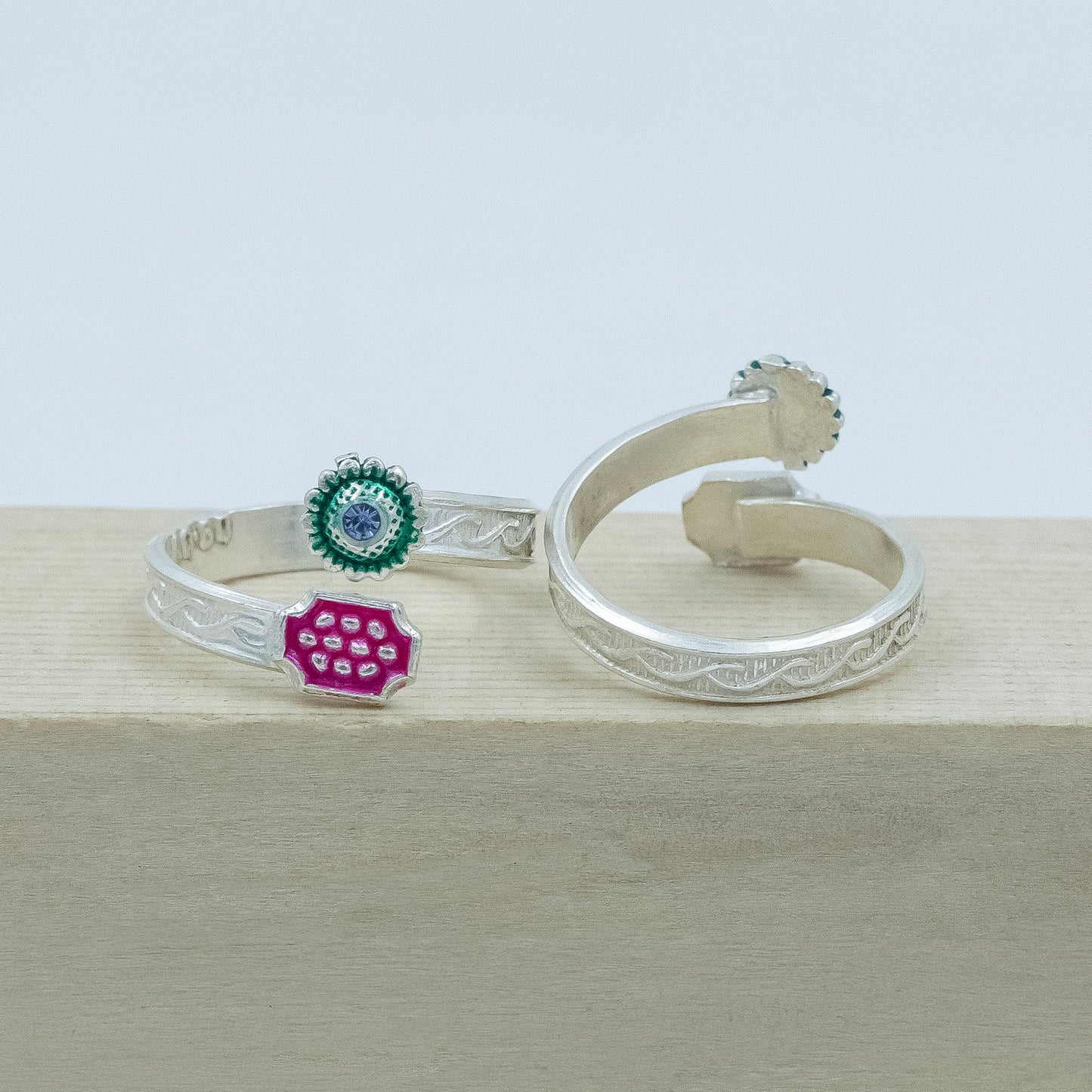 Classic Indian Enamel Work Silver Toe Ring(Bichiya) (7)