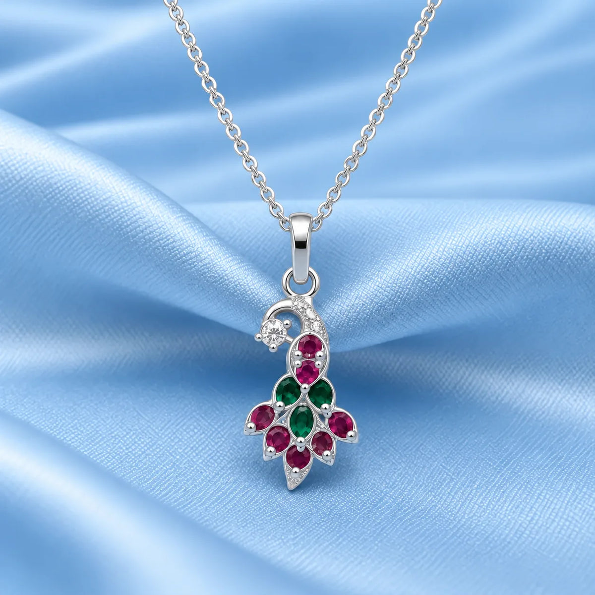 Classic Indian Peacock Silver Pendant

