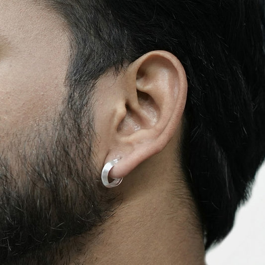 Classic Men’s Silver Bali Minimal Hoop Earring for Boys