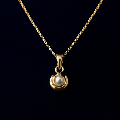 Classic Silver Chain with Pearl Moon Pendant