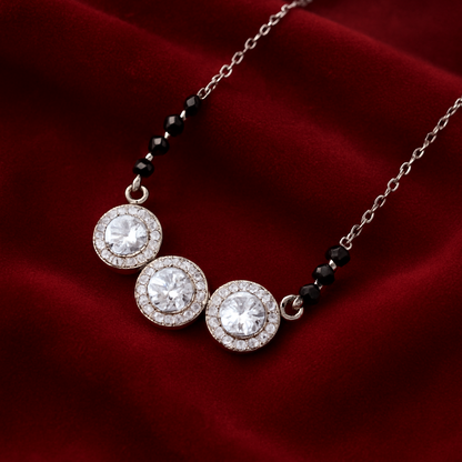 Classic Silver Mangalsutra Featuring Stones and Beads
