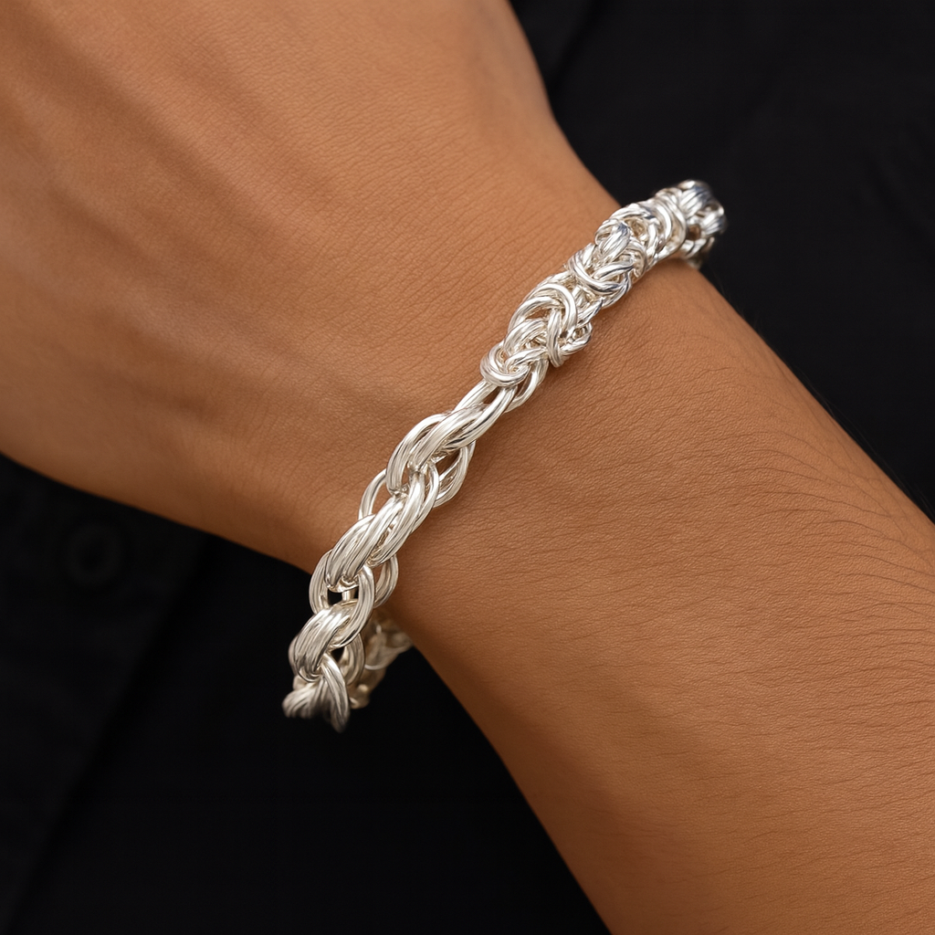 Classic Silver Rope Chain Bracelet for Men