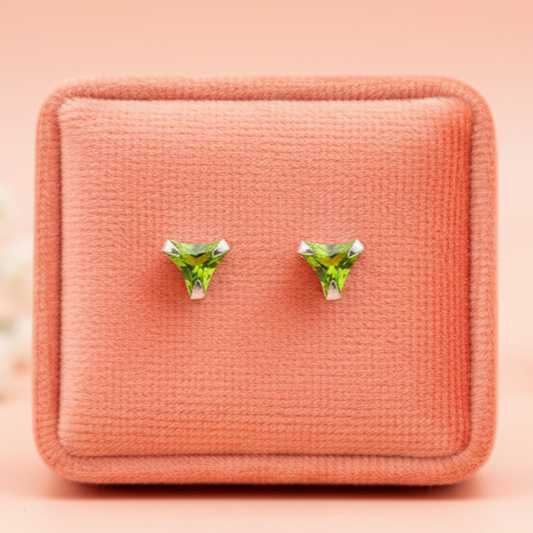 Color Your Spark Triangle Stones Unisex Silver Earrings in Vibrant lung