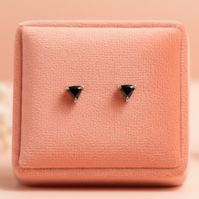 Color Your Spark Triangle Stones Unisex Silver Earrings in Vibrant lung